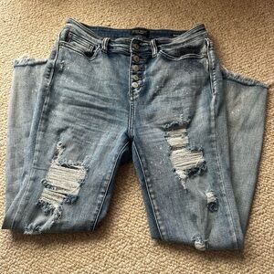 Judy Blue Distressed Light Blue Jeans